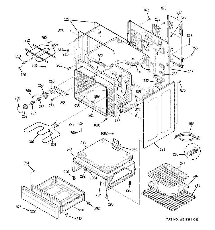 BODY PARTS Diagram and Parts List for JCBP40WJ2WW  General Electric Range