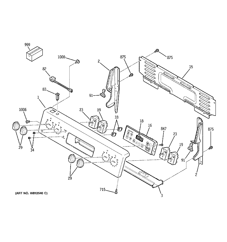 CONTROL PANEL Diagram and Parts List for JCBP68HJ2WW  General Electric Range
