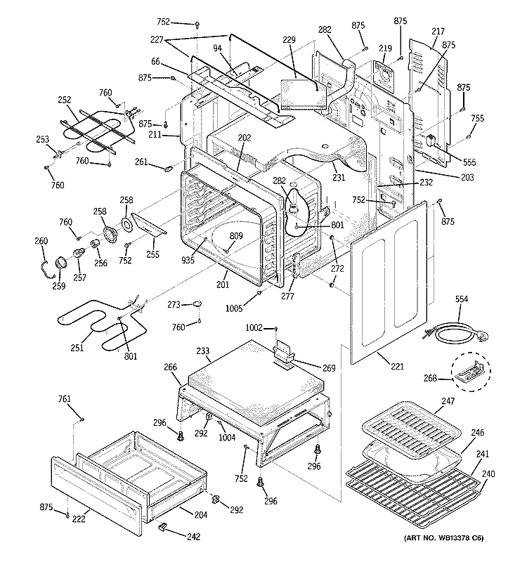 BODY PARTS Diagram and Parts List for JCBP84BJ2BB  General Electric Range