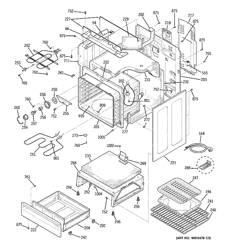 BODY PARTS Diagram and Parts List for JCBP84BJ3BB  General Electric Range