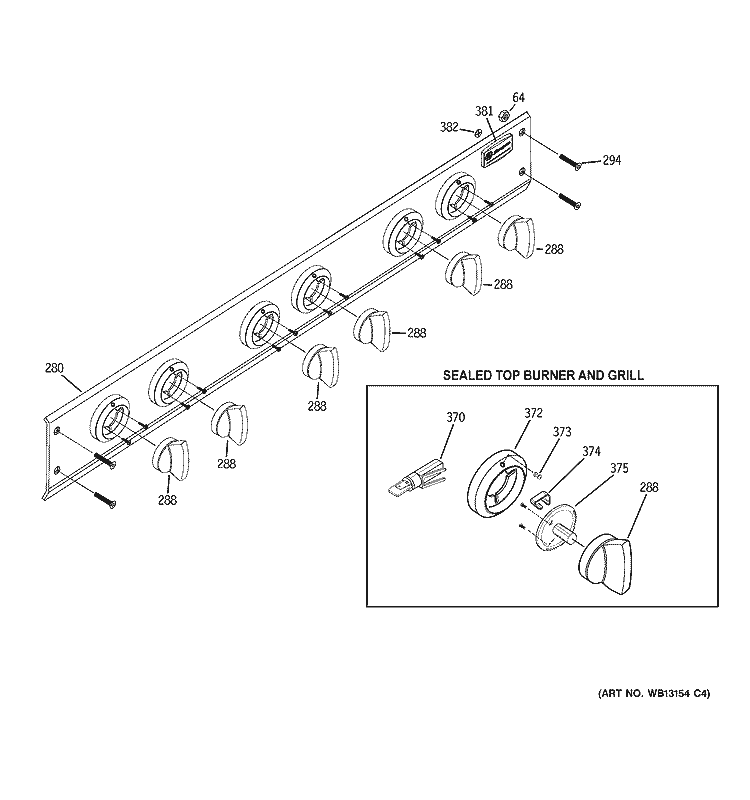 CONTROL PANEL Diagram and Parts List for ZGU36L6H1SS  General Electric Cooktop