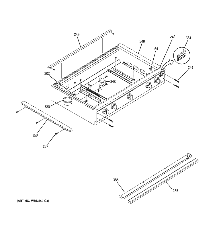 COOKTOP Diagram and Parts List for ZGU36L6H1SS  General Electric Cooktop