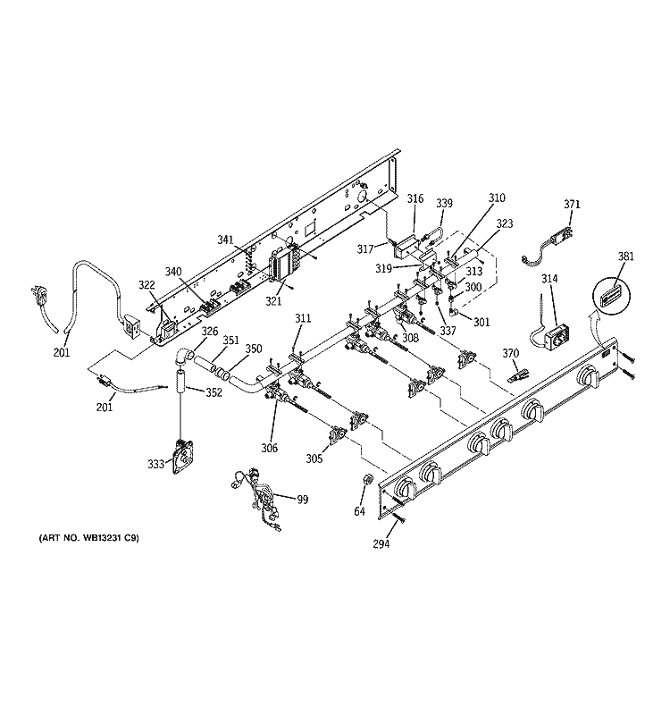 MANIFOLD ASSEMBLY Diagram and Parts List for ZGU48L6DH2SS  General Electric Cooktop