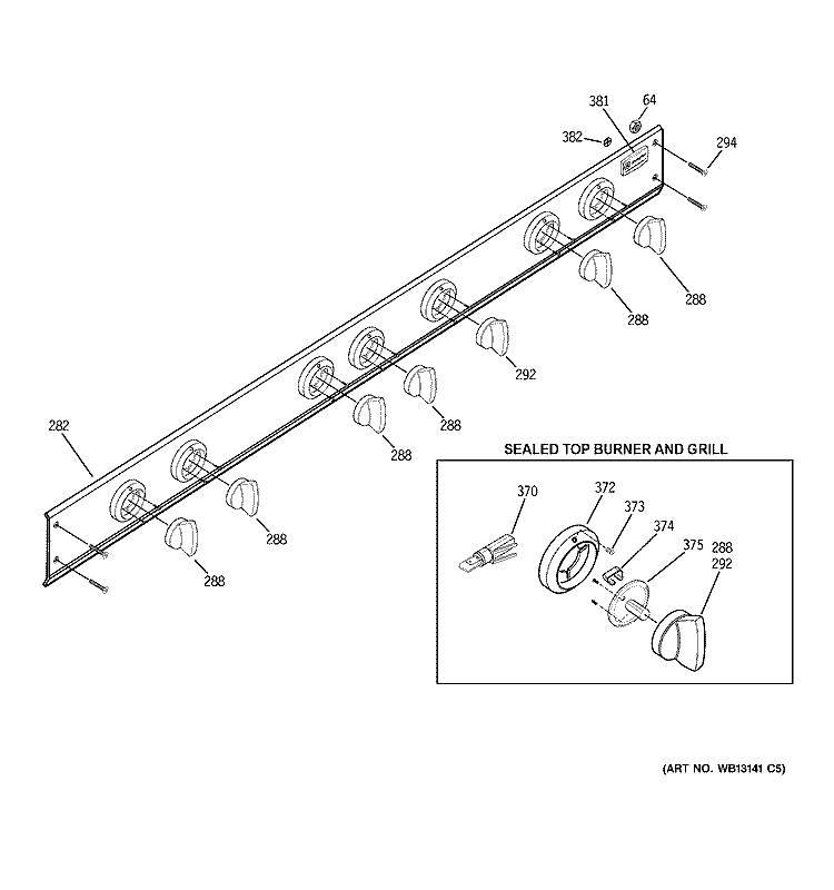 CONTROL PANEL Diagram and Parts List for ZGU48L6RH2SS  General Electric Cooktop