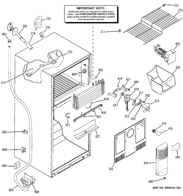 FREEZER SECTION Diagram and Parts List for GTS18KHPLRWW  General Electric Refrigerator