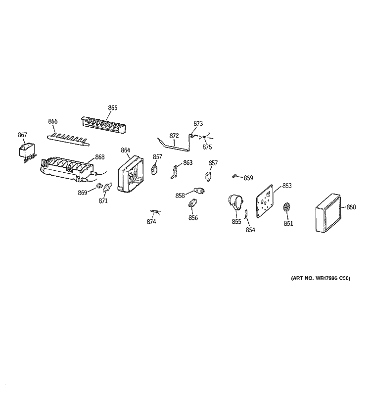 ICE MAKER Diagram and Parts List for GTS18KHPLRWW  General Electric Refrigerator