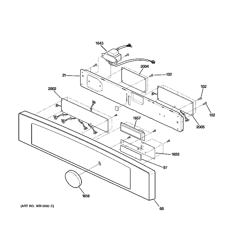 CONTROL PANEL Diagram and Parts List for SCB1001KSS02  General Electric Microwave Oven Combo