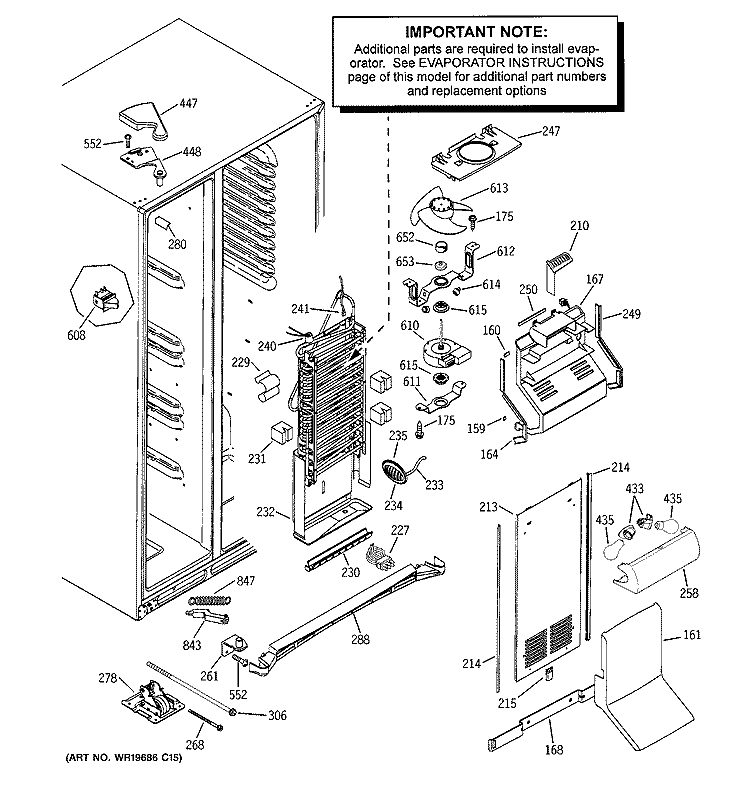 FREEZER SECTION Diagram and Parts List for GCG21IESBFWW  General Electric Refrigerator