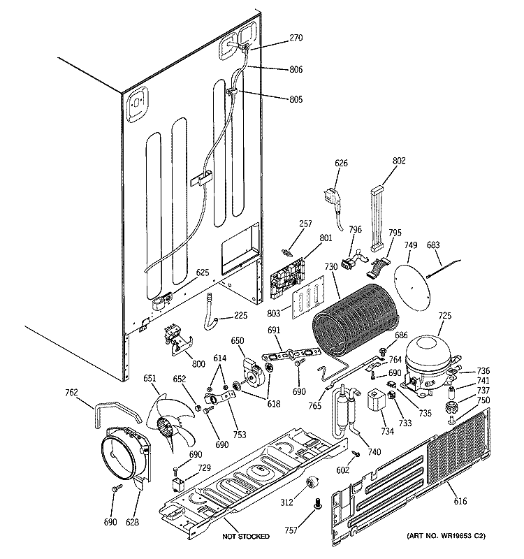 SEALED SYSTEM & MOTHER BOARD Diagram and Parts List for GCG21YESBFBB  General Electric Refrigerator