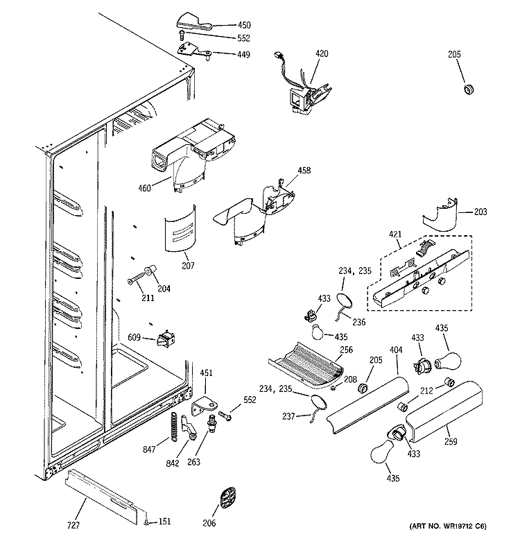 FRESH FOOD SECTION Diagram and Parts List for GCG23YBSBFBB  General Electric Refrigerator