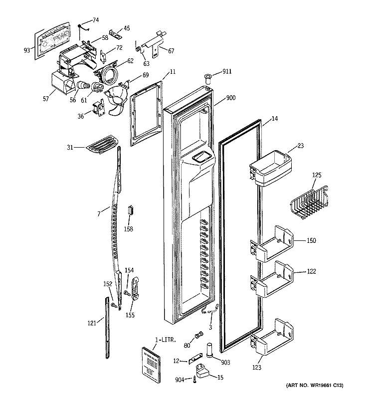 FREEZER DOOR Diagram and Parts List for MCG23MISBFBB  General Electric Refrigerator