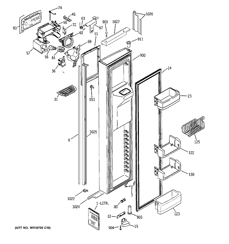 FREEZER DOOR Diagram and Parts List for MIG23MISBFBB  General Electric Refrigerator