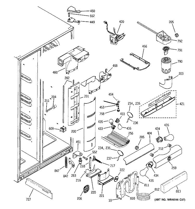 FRESH FOOD SECTION Diagram and Parts List for PSG25NGSBFBB  General Electric Refrigerator