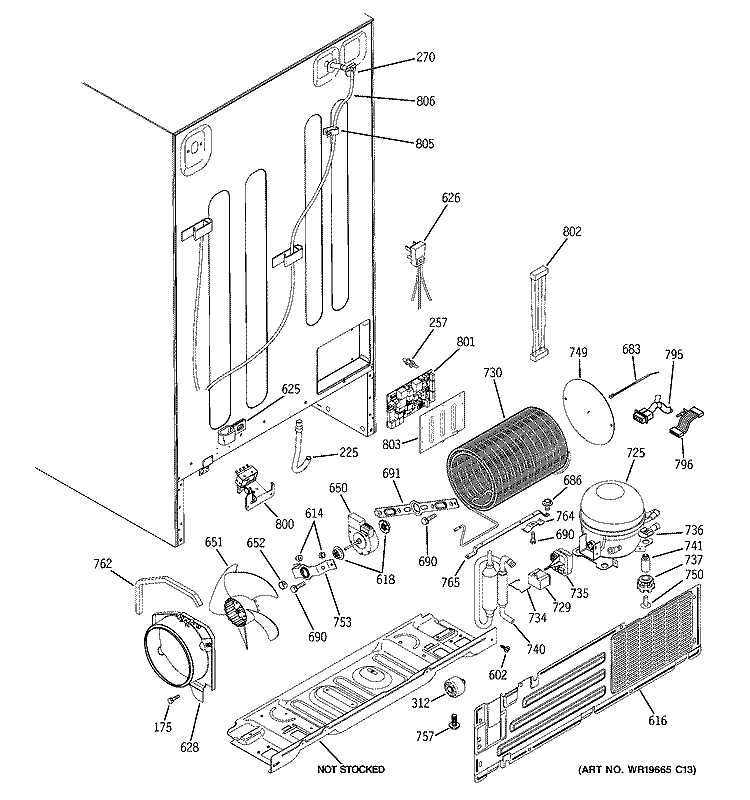 SEALED SYSTEM & MOTHER BOARD Diagram and Parts List for GCG23YESBFCC  General Electric Refrigerator