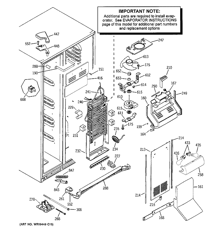 FREEZER SECTION Diagram and Parts List for RCK23LASAFCC  General Electric Refrigerator