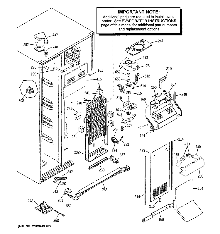 FREEZER SECTION Diagram and Parts List for RSK25LAPCCCC  General Electric Refrigerator