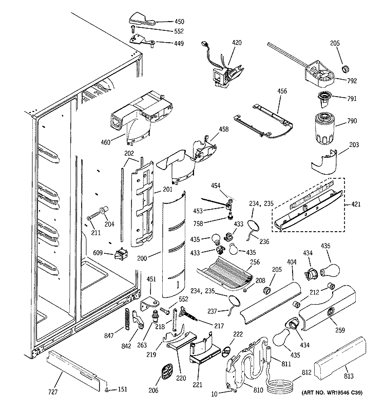 FRESH FOOD SECTION Diagram and Parts List for HSK29MGSACCC  Hotpoint Refrigerator
