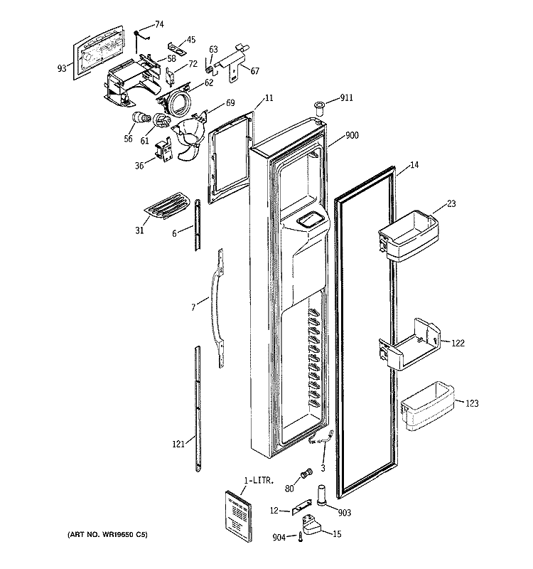FREEZER DOOR Diagram and Parts List for HSK27MGSACCC  Hotpoint Refrigerator