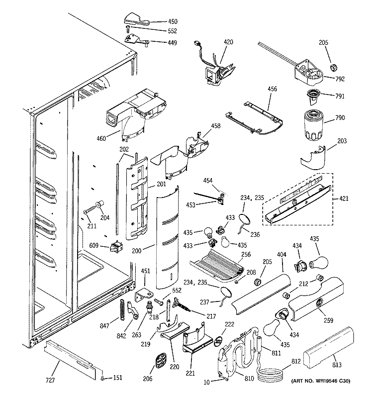 FRESH FOOD SECTION Diagram and Parts List for HSK27MGSACCC  Hotpoint Refrigerator