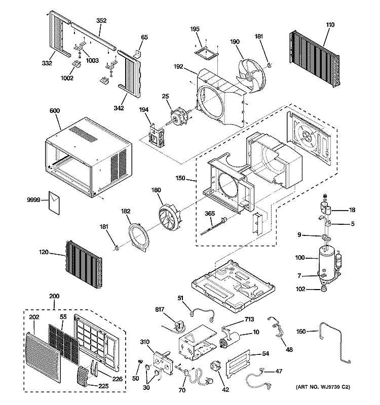 ROOM AIR CONDITIONER Diagram and Parts List for AGV14AJG1  General Electric Air Conditioner