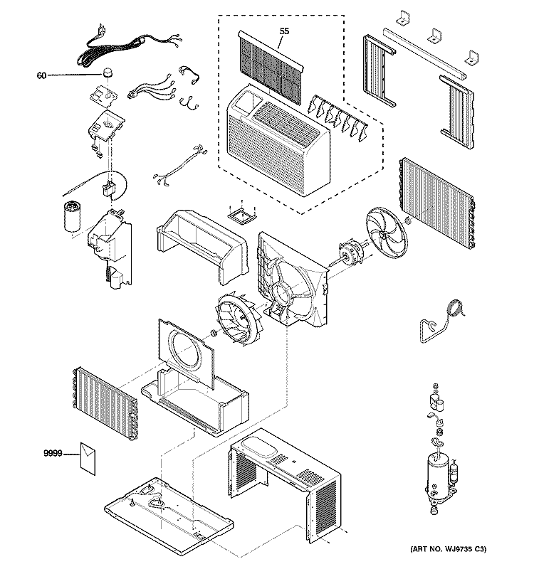 ROOM AIR CONDITIONER Diagram and Parts List for AGR05LJG1  General Electric Air Conditioner