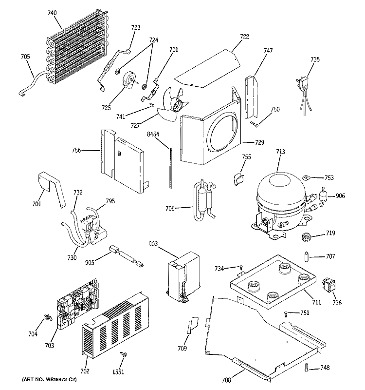 SEALED SYSTEM & MOTHER BOARD Diagram and Parts List for ZIS360NRI  General Electric Refrigerator