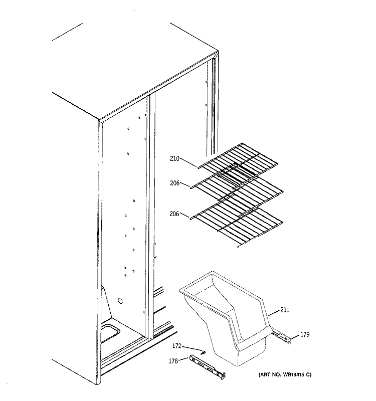 FREEZER SHELVES Diagram and Parts List for GSG20IESCFBB  General Electric Refrigerator