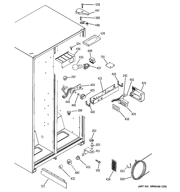 FRESH FOOD SECTION Diagram and Parts List for GSG22KESCFBB  General Electric Refrigerator