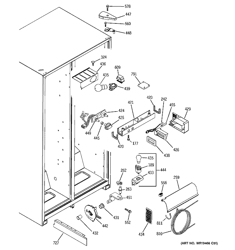FRESH FOOD SECTION Diagram and Parts List for GSS22JERJCC  General Electric Refrigerator