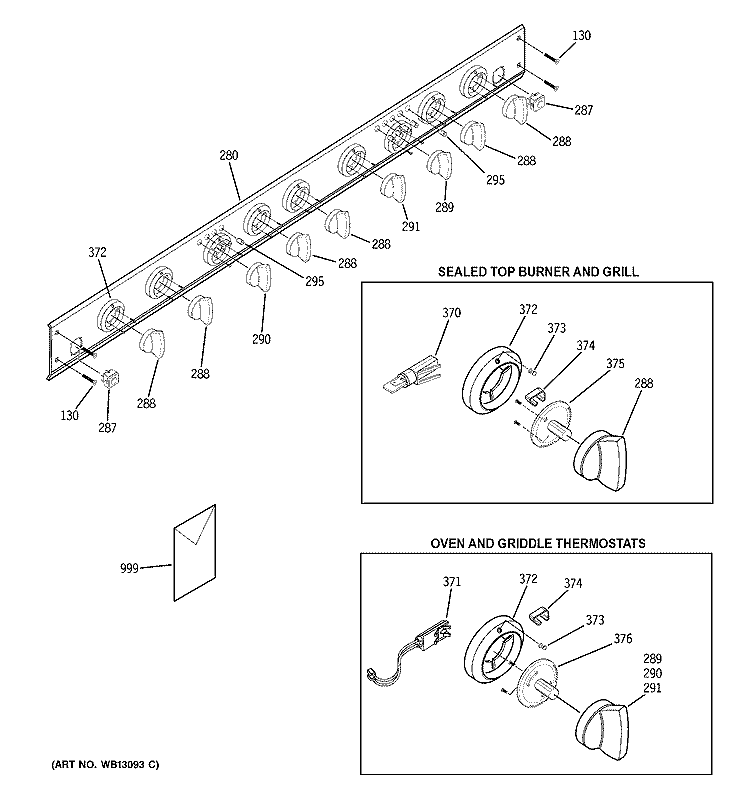 CONTROL PANEL Diagram and Parts List for ZDP48L6DH2SS  General Electric Range