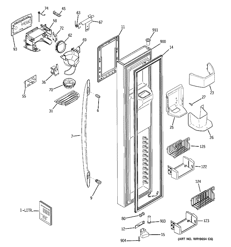 FREEZER DOOR Diagram and Parts List for PSW23PSSCSS  General Electric Refrigerator