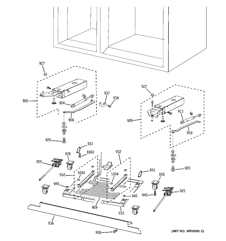 CABINET 2 Diagram and Parts List for PSB42LGRBWV  General Electric Refrigerator