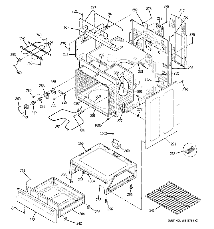 BODY PARTS Diagram and Parts List for JBS55CK1CC  General Electric Range