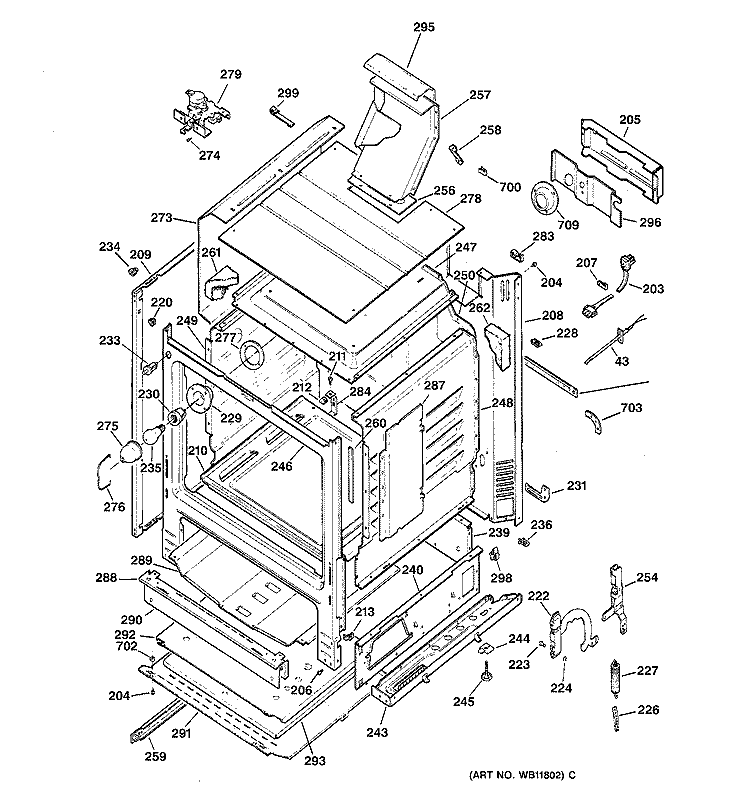 BODY PARTS Diagram and Parts List for JGBP85CEA1CC  General Electric Range