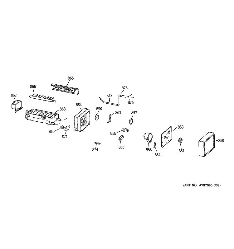 ICE MAKER Diagram and Parts List for GTS18DCPPLBB  General Electric Refrigerator