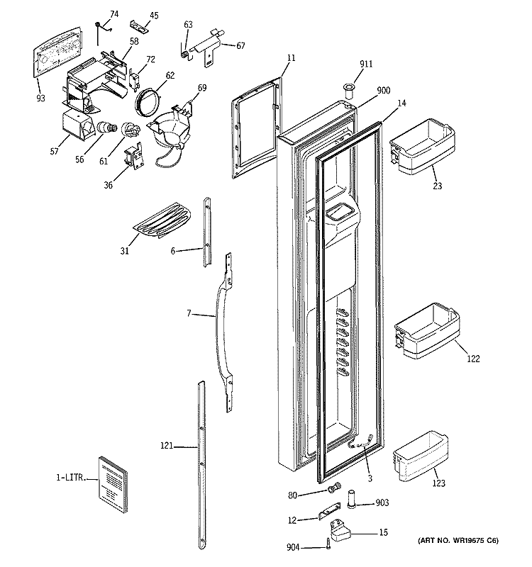 FREEZER DOOR Diagram and Parts List for GSC22KGRDBB  General Electric Refrigerator