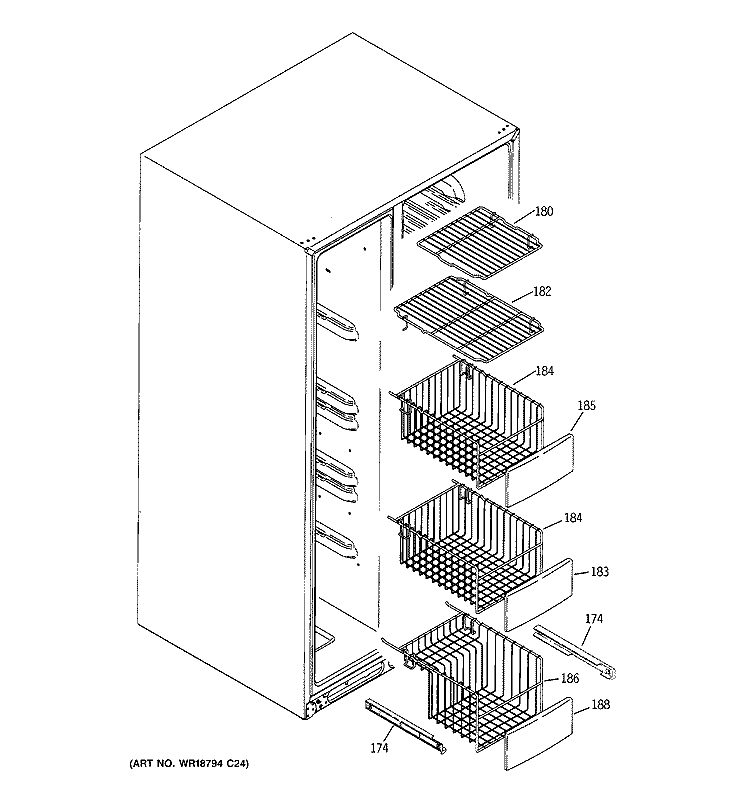 FREEZER SHELVES Diagram and Parts List for GIG21IESBFWW  General Electric Refrigerator