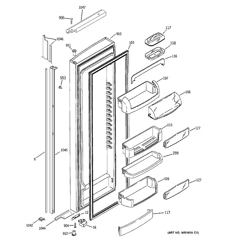 FRESH FOOD DOOR Diagram and Parts List for GIG21IESBFKB  General Electric Refrigerator