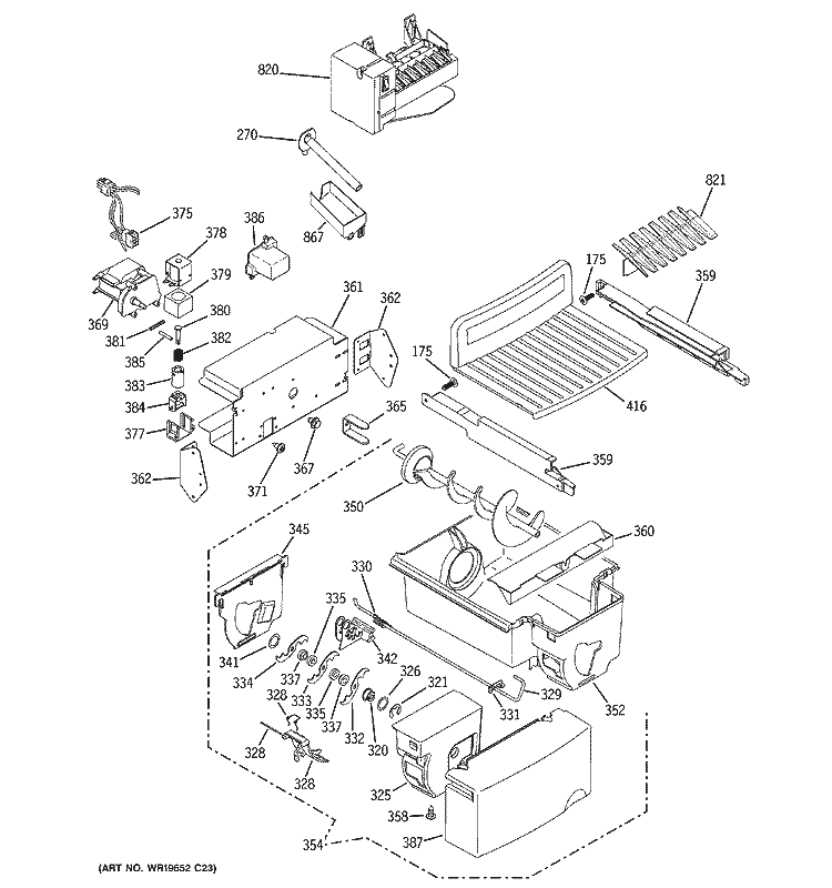 ICE MAKER & DISPENSER Diagram and Parts List for GIG21IESBFKB  General Electric Refrigerator