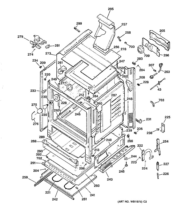 BODY PARTS Diagram and Parts List for JGBP85BEB2BB  General Electric Range