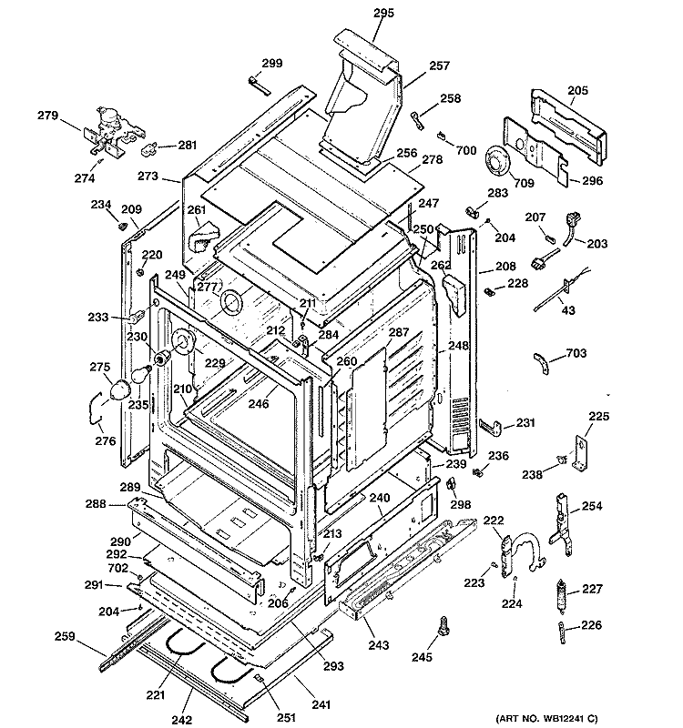 BODY PARTS Diagram and Parts List for JGBP85BEB3BB  General Electric Range
