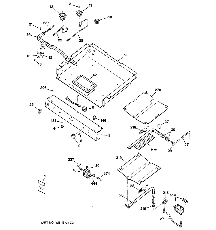 GAS & BURNER PARTS Diagram and Parts List for JGBP85BEB4BB  General Electric Range