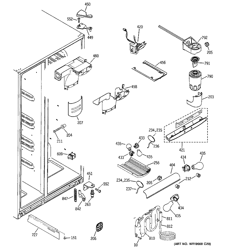 FRESH FOOD SECTION Diagram and Parts List for GCR23UDPDWW  General Electric Refrigerator