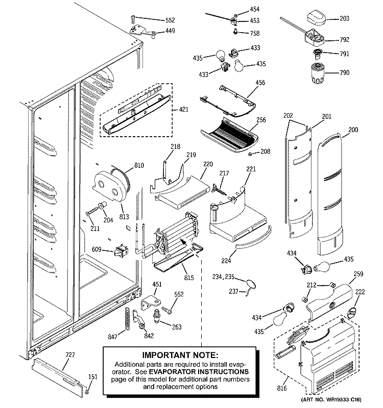 FRESH FOOD SECTION Diagram and Parts List for PHG25MGTAFWW  General Electric Refrigerator