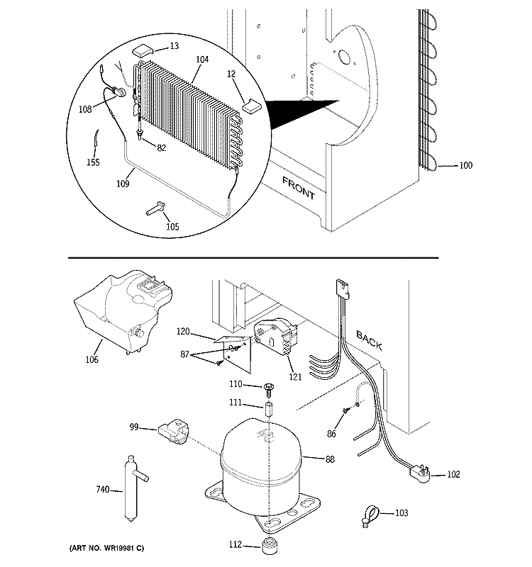 UNIT PARTS Diagram and Parts List for FUF14DPJRWH  General Electric Freezer