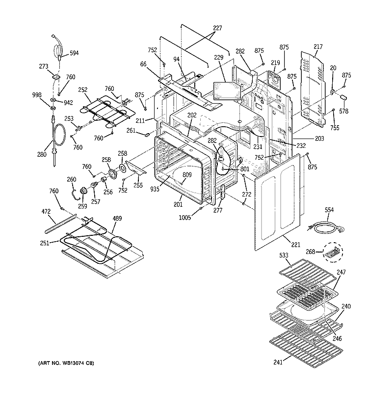 BODY PARTS Diagram and Parts List for JCB910SK1SS  General Electric Range