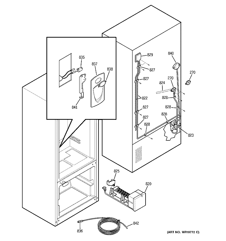 WATER SYSTEM Diagram and Parts List for PDW22SISASS  General Electric Refrigerator