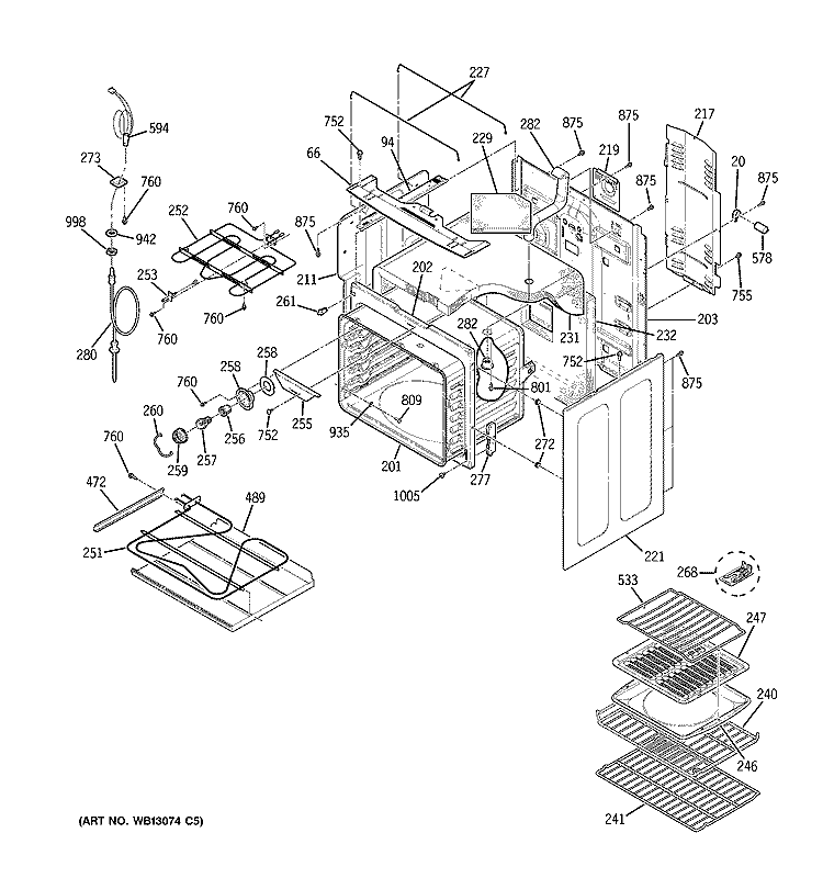 BODY PARTS Diagram and Parts List for JB910SK1SS  General Electric Range