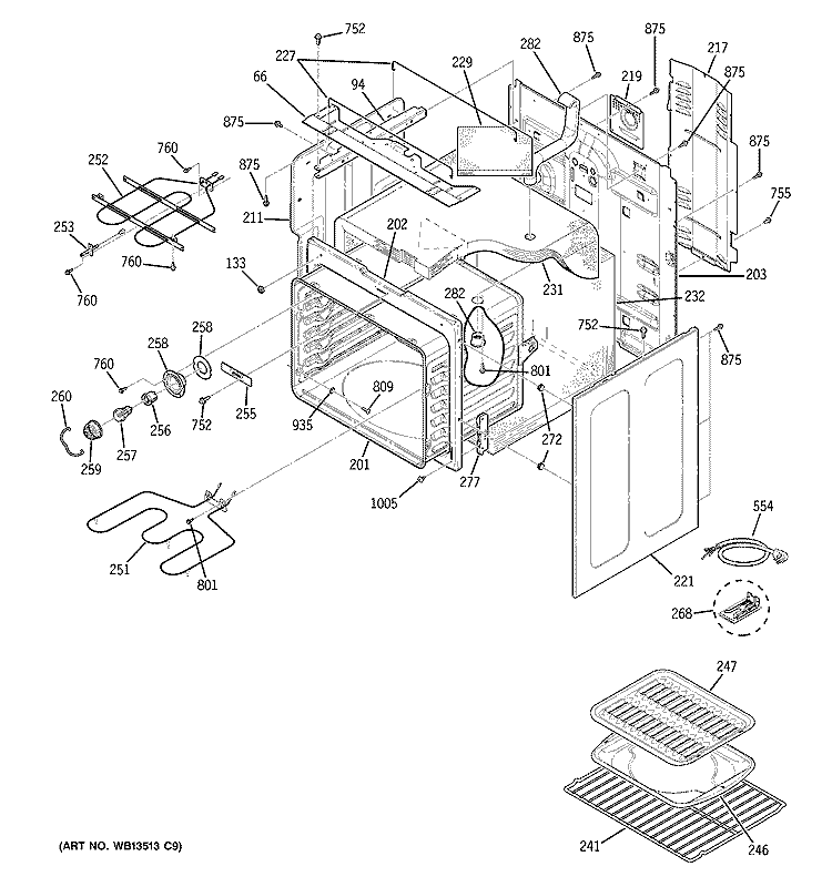 BODY PARTS Diagram and Parts List for JCBP81WK1WW  General Electric Range