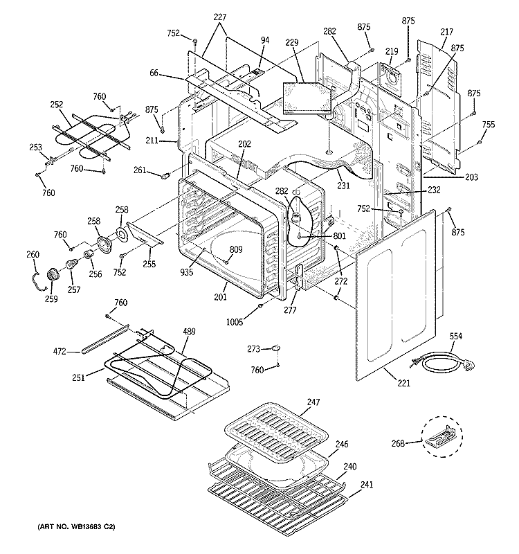 BODY PARTS Diagram and Parts List for JCBP85SK1SS  General Electric Range